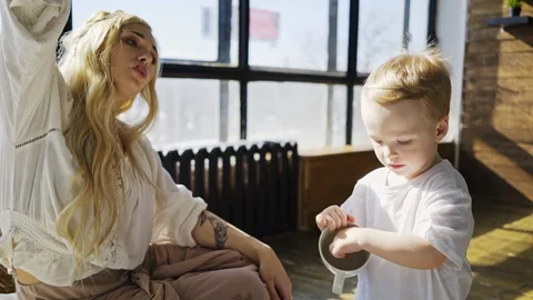 Mother spending time with child Stock Footage 88561383