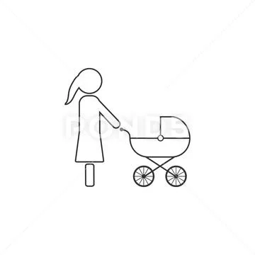Mother, stroller icon. Vector illustration, flat design. Stock Illustrationen