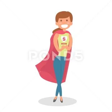 Mother Super hero. Mom hero isolated. Vector Illustration Stock Illustration