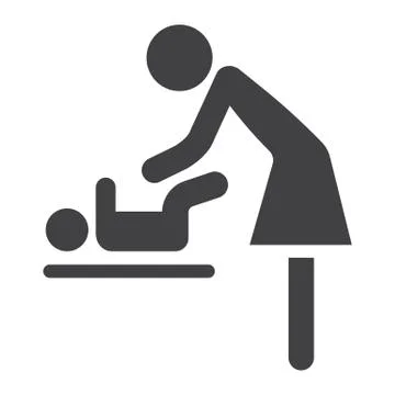 Mother swaddle baby solid icon, care motherhood Stock Illustration