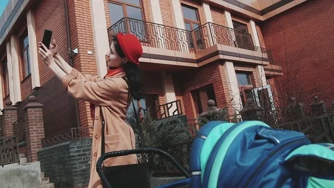 Mother taking selfie Stock Footage 73464700