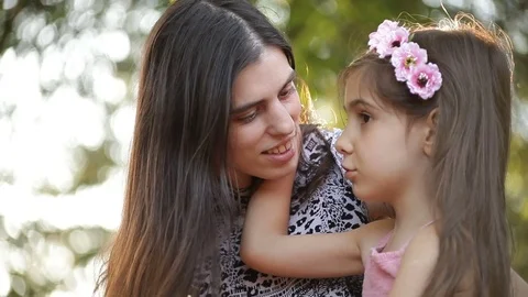 Mother Talking Daughter Stock Footage 74331544