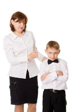 Mother talking to son Stock Photos