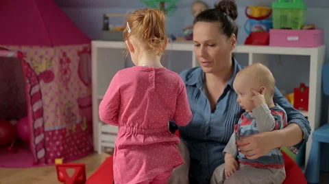 Mother teaches how use tablet  Stock Footage 59940861