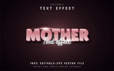 Mother text - 3d pink gradient style text effect editable Stock Illustration