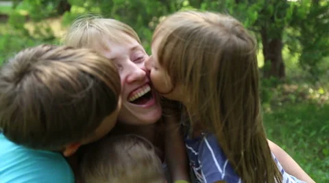 Mother with three children Stock Footage 52431420