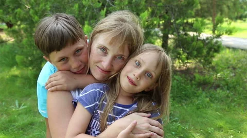 Mother with two children Stock Footage 52431547