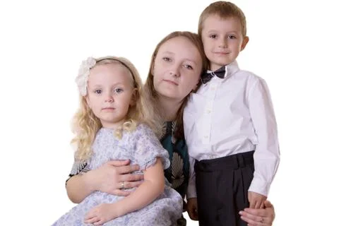 Mother with two children Stock Photos