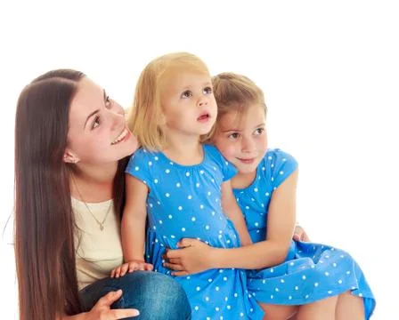 Mother with two daughters. Stock Photos