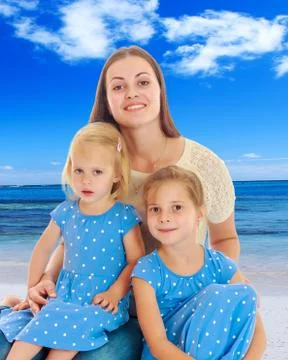 Mother with two daughters Stock Photos