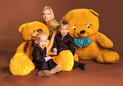 Mother with two sons Stock Photos