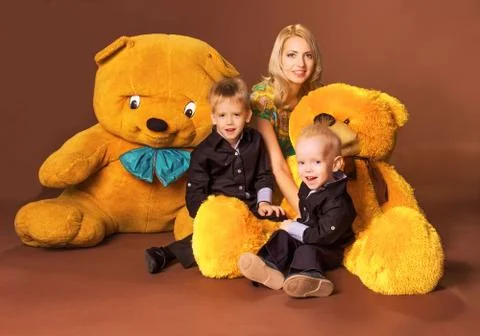 Mother with two sons Stock Photos