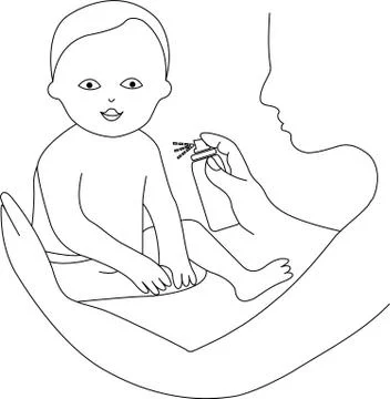 Mother using spray Stock Illustration