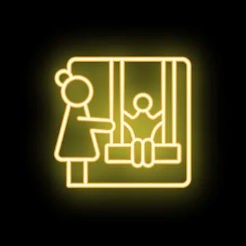 Mother visiting son separated by bars in jail neon sign Stock Illustration