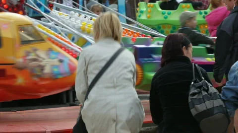 Mother is waiting for Carousel Stock Footage 527723