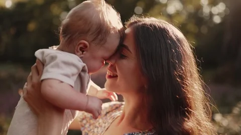 Mother on a walk with her son Stock Footage 281863792