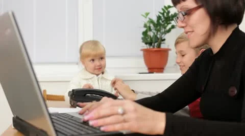 Mother at work Stock Footage 9815822