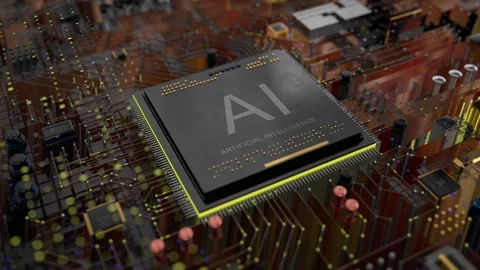 Motherboard 3D generated.  AI on the processor Stock Footage 318295352