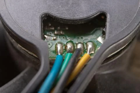 The motherboard and computer components. Computer accessories on a workshop t Foto stock
