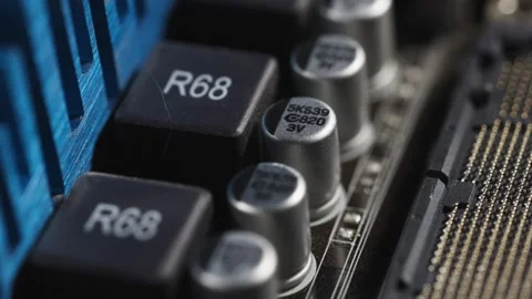 Motherboard and its components, without processor socket. Stock Footage 312676697