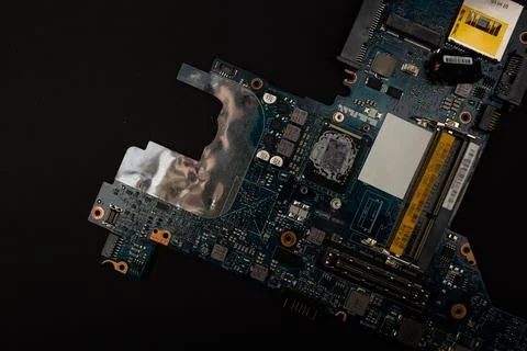 Motherboard, a chip from a computer Stock Photos