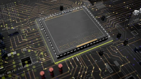 Motherboard circuit 3D generated. Artificial Intelligence Stock Footage 306593181