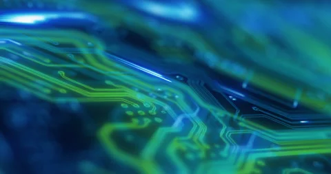 Motherboard, circuit and server software power microchip pattern on an Stock Footage 206990790