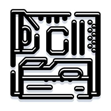 Motherboard circuit board component processing data technology Illustrazione stock