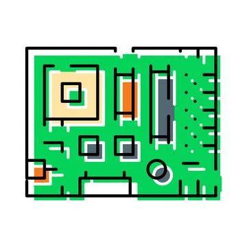 Motherboard circuit board computer hardware technology icon Illustrazione stock