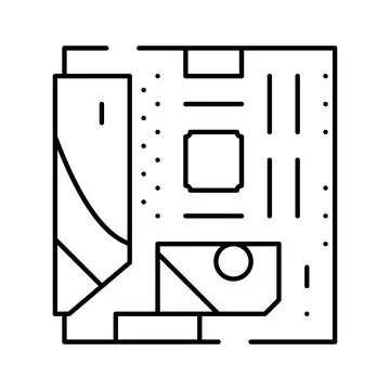 Motherboard circuit board computer hardware line art Stock Illustration