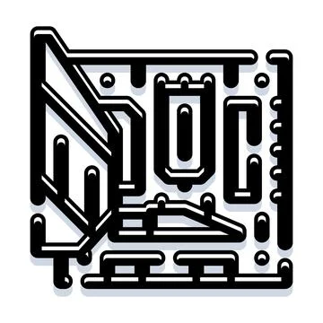 Motherboard circuit board electronic computer hardware icon Stockillustratie