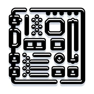 Motherboard circuit board hardware computing technology icon Stock-Illustration