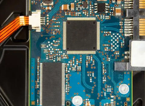 Motherboard close-up. Computer processor. 스톡 사진