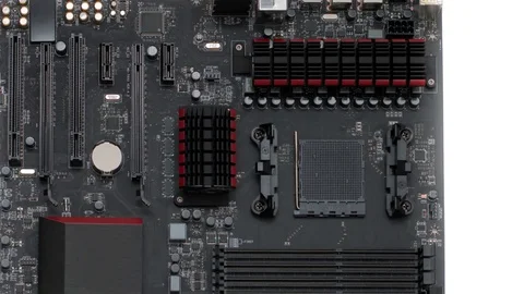 Motherboard computer with details cooling memory and processor 库存影片 74955793