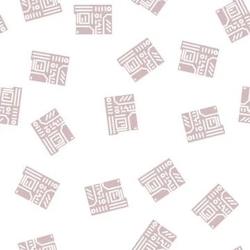 Motherboard computer glyph vector seamless pattern Stock Illustration