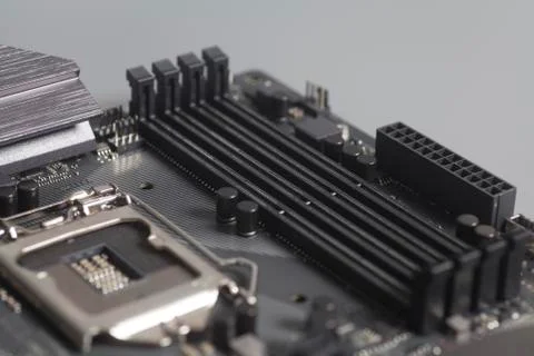 Motherboard computer on a gray background Stock Photos