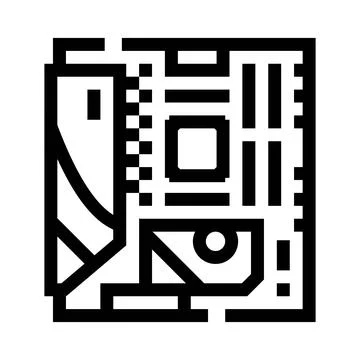 Motherboard computer hardware circuitry technology line icon Stockillustratie