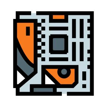 Motherboard computer hardware processing technology digital icon Stock Illustration