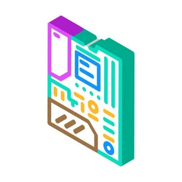Motherboard computer isometric icon vector illustration Illustrazione stock
