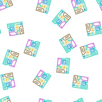 Motherboard computer vector seamless pattern Stock Illustration