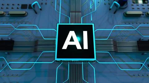 Motherboard CPU processor microchip starting Artificial Intelligence 스톡 일러스트