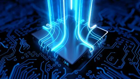 Motherboard digital chip technology background Illustrazione stock