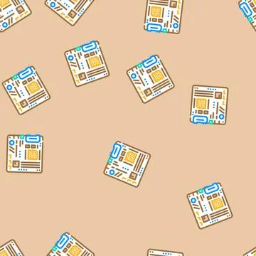 Motherboard gaming pc vector seamless pattern Stock Illustration