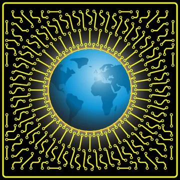 Motherboard globe  background for technology concept design 스톡 일러스트