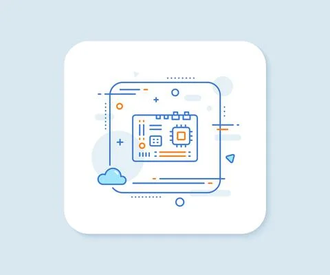 Motherboard line icon. Computer component hardware sign. Vector Stock-Illustration