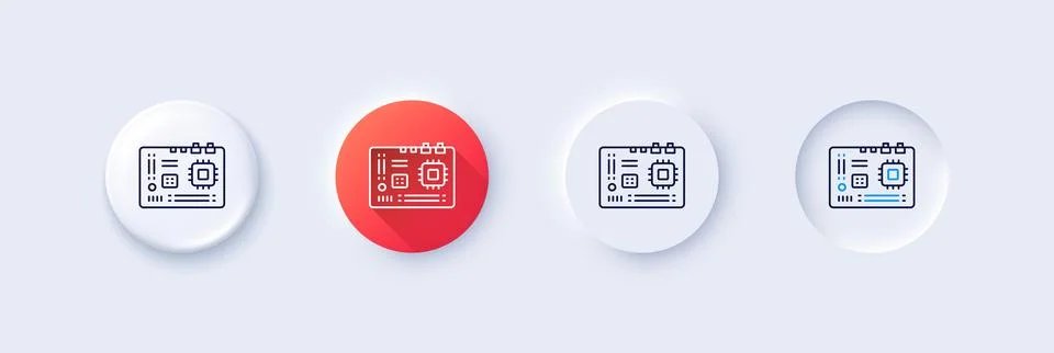 Motherboard line icon. Computer component hardware sign. Line icons. Vector Stock-Illustration