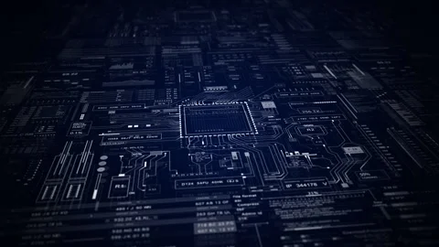 Motherboard lines loading process digiital HUD UI. Sci Fi futuristic animation Stockbeeldmateriaal 249728267