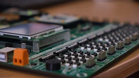 Motherboard pan with lcd screen Stock-Footage 113084361