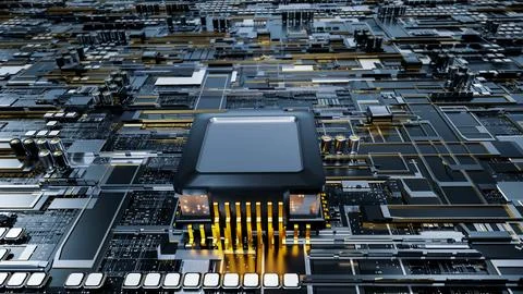 Motherboard panel, electronic device or main board. Industrial technology i.. Stock Illustration