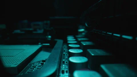 Motherboard processing electricity inside electronic system closeup. Hardware Stock Footage 332673850